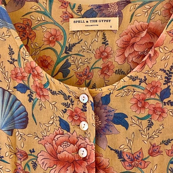 🌺🎉HP🎉🌺 NWOT Spell & The Gypsy Seashell Babydoll Midi Dress - Picture 9 of 16